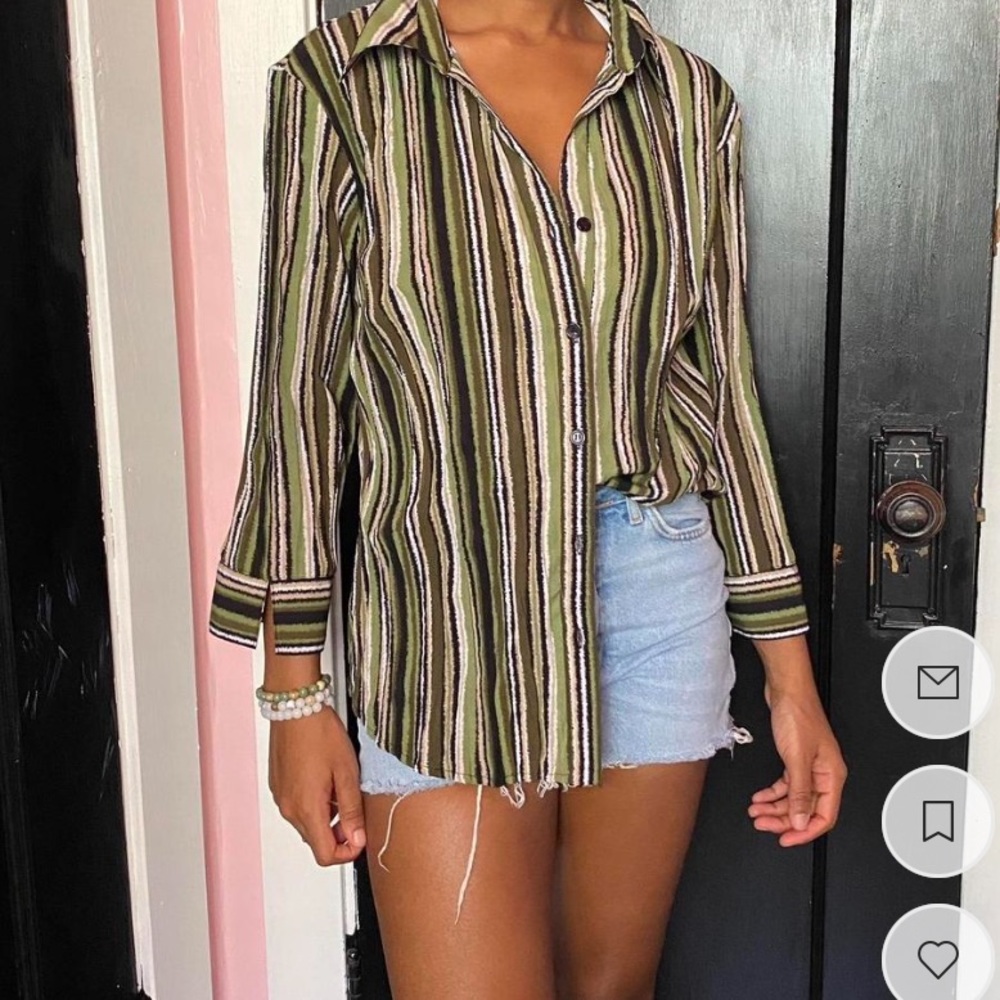 Green Striped Button Down